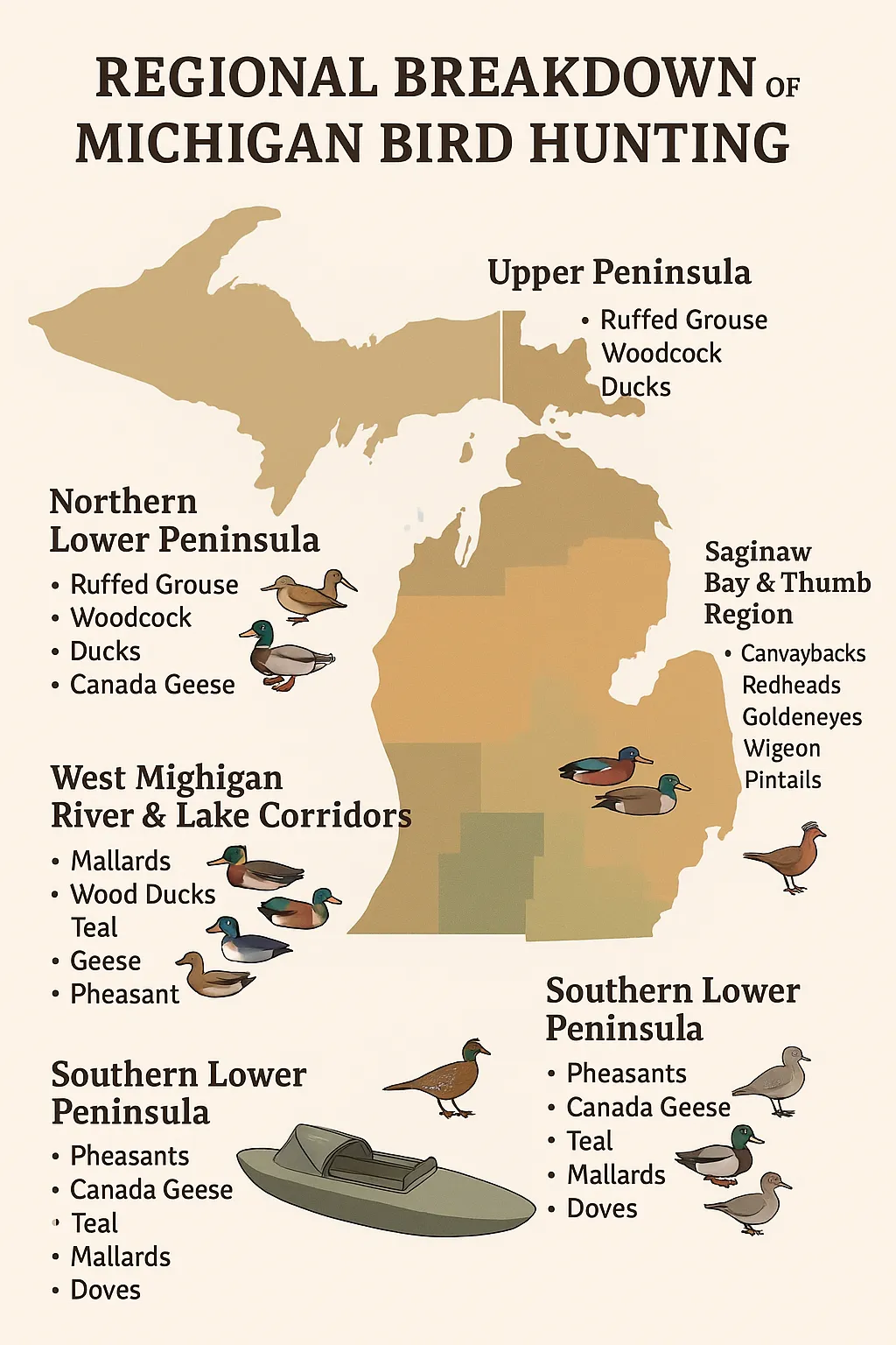 Regional Breakdown of Michigan Bird Hunting